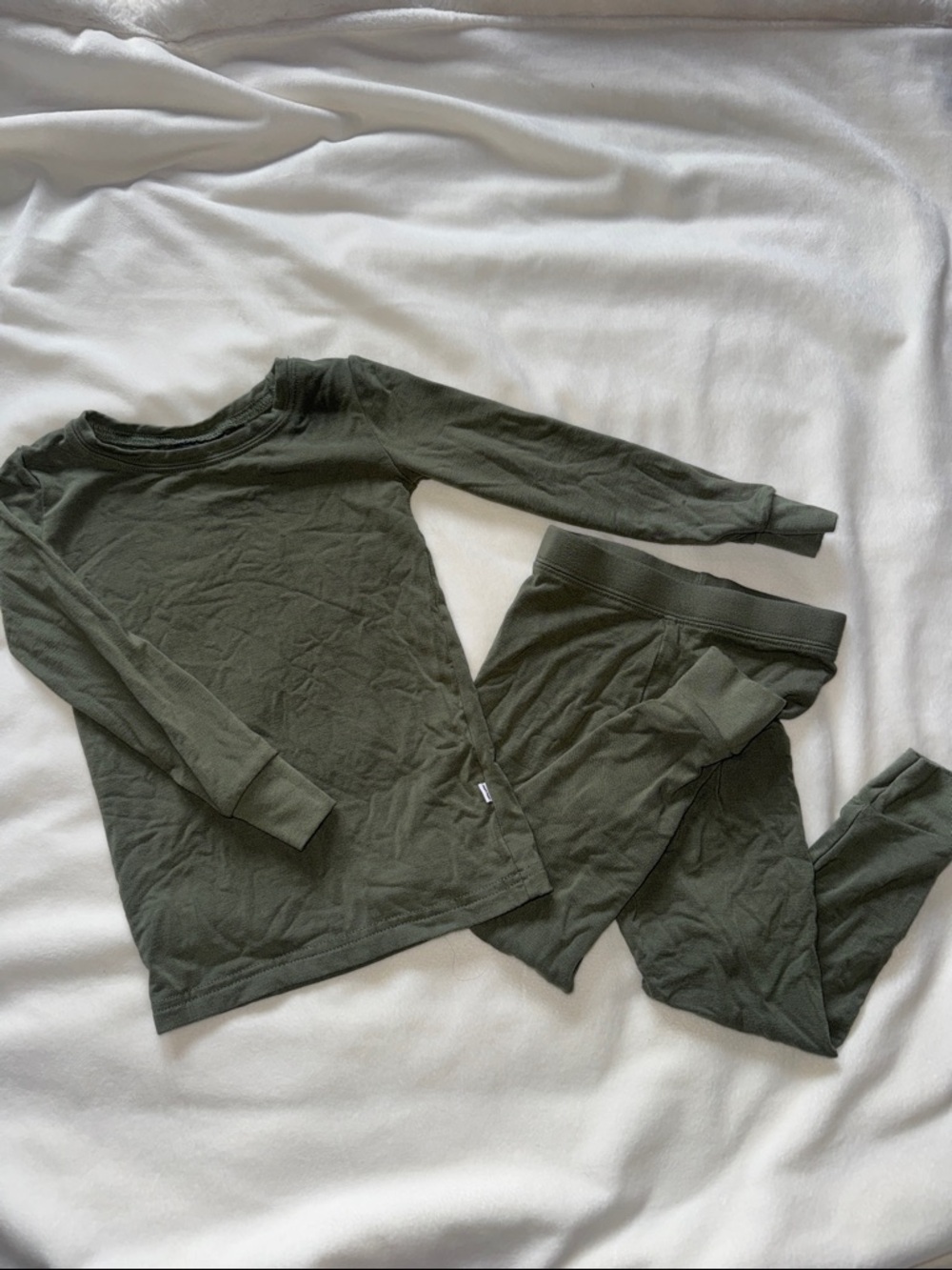 Little Sleepies Lunaluxe fleece Olive Green  Long Sleeve Top & Pants Set